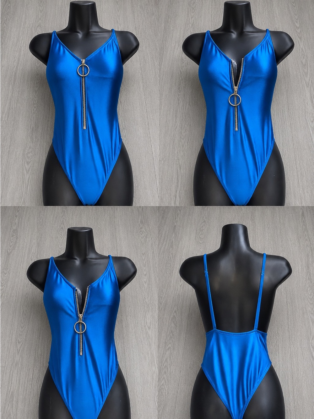 No Boundaries Royal Blue Zip-Front One-Piece Swimsuit